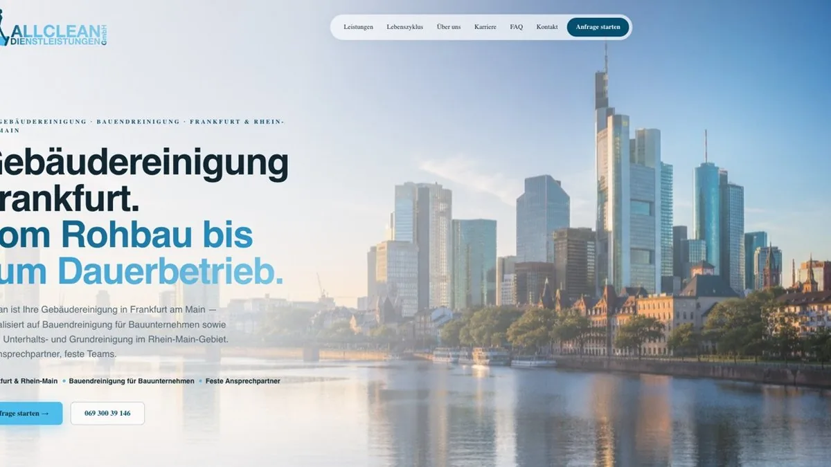 Neue Webseite der Gebäudereinigung nach der Überarbeitung