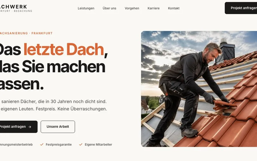 Webseite DACHWERK, erstellt von LEWO